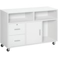 thumbnail image 1 of Lateral Filing Cabinet with Open Storage Shelf, Printer Stand Home Office  File Cabinet with Wheels, Lockable Drawer, White, 1 of 9
