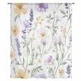 thumbnail image 2 of Purple Yellow Floral Sheer Curtains 63 Inches Long, Watercolor Wildflowers Botanical Light Filering Curtains, Breathable Simi Curtain Privacy Drapes for Living Room Bedroom Window Treatment, 2 of 9