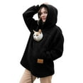 thumbnail image 5 of Stralyhd Cat Dog Pouch Hoodie for Women Cozy Soft Sweatshirts with Large Pocket Fleece Kangaroo Pouch Hoodie Hooded Small Animal Carrier Pullover Black L, 5 of 9