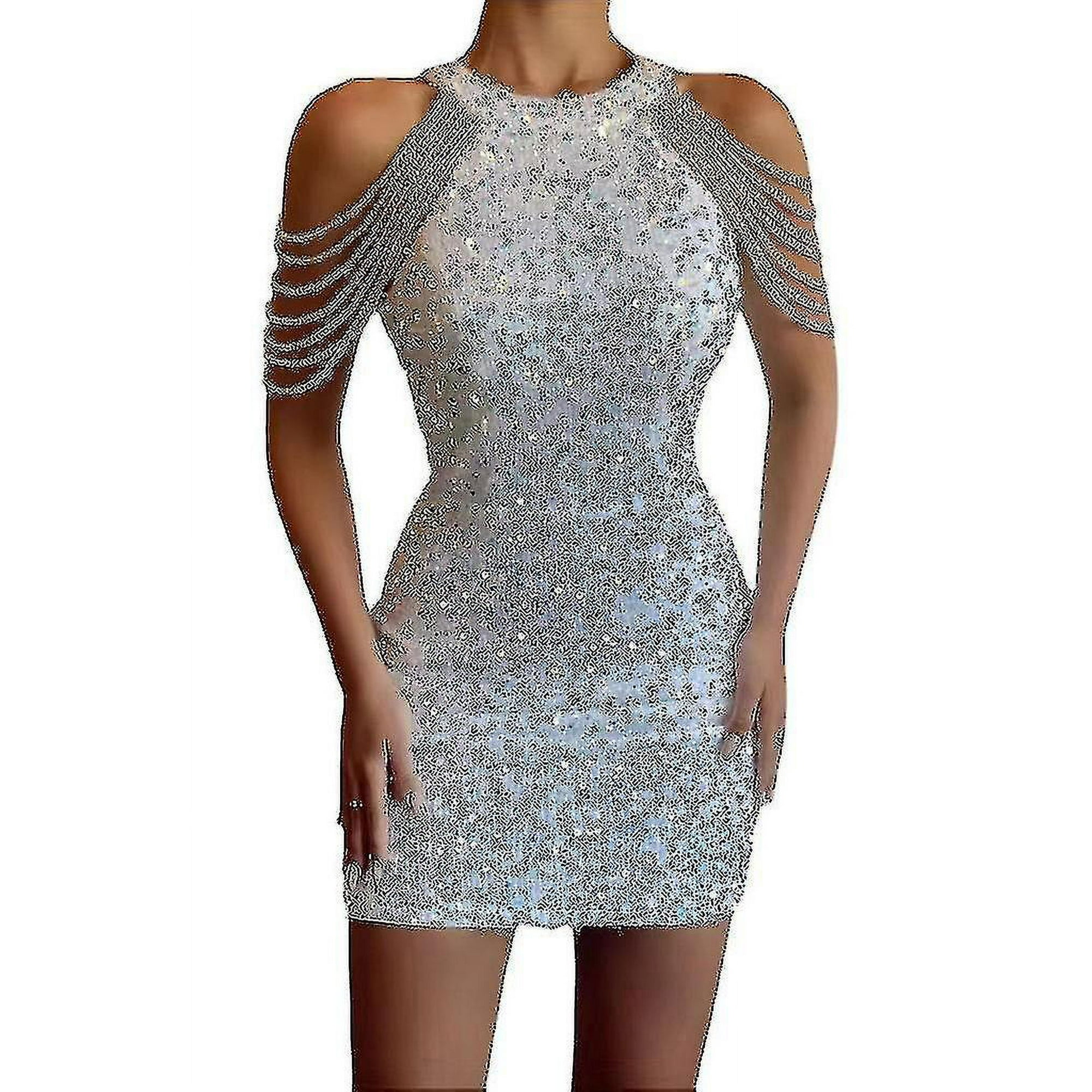 Off Shoulder Gold Sequin Dress Short Party Bodycon Dress Women Sexy Evening Dress Walmart