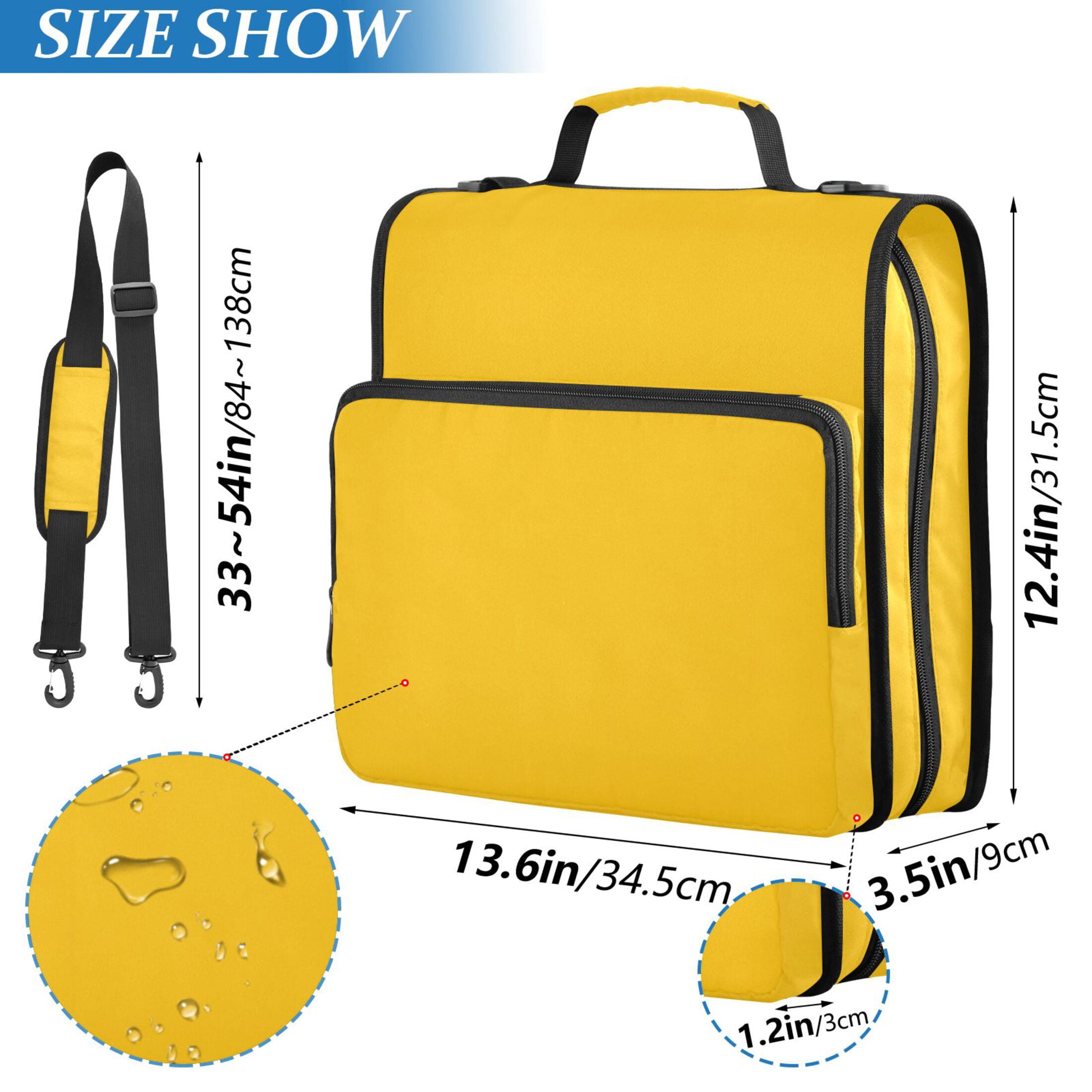 ALAZA Zipper Binder Solid Yellow 3 Ring Trapper Keeper File Folder Organizer Bag