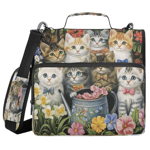 YAZAOO Zipper Binder trapper keeper Documents Organized Design Celebration Of Colorful Kittens Printed