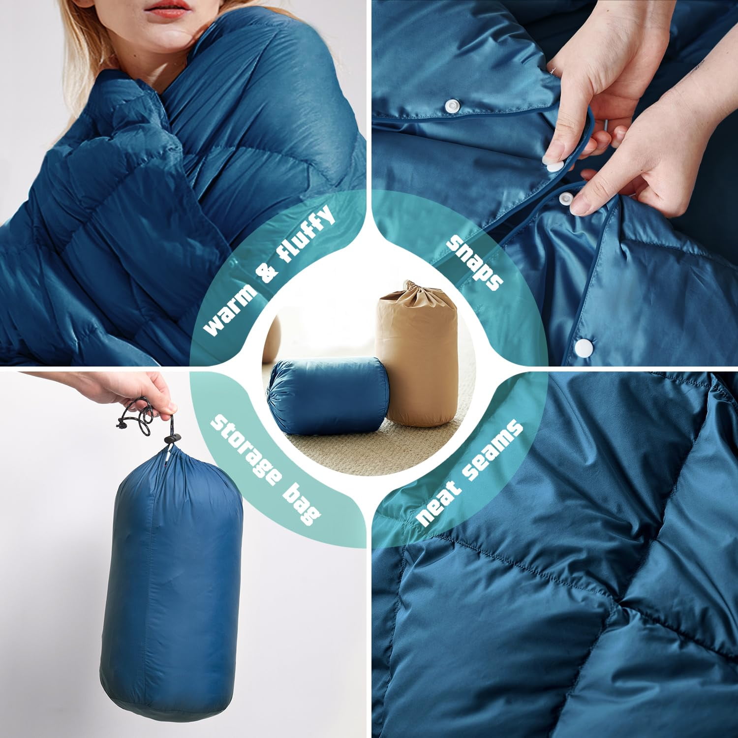 zZFocus Down Camping Blanket Puffy Down Blanket Packable Lightweight Down Throw Quilt Water Resistant Outdoor Travel Blanket for Camping Hiking Stadium Picnic Car39x55 Navyblue Walmart