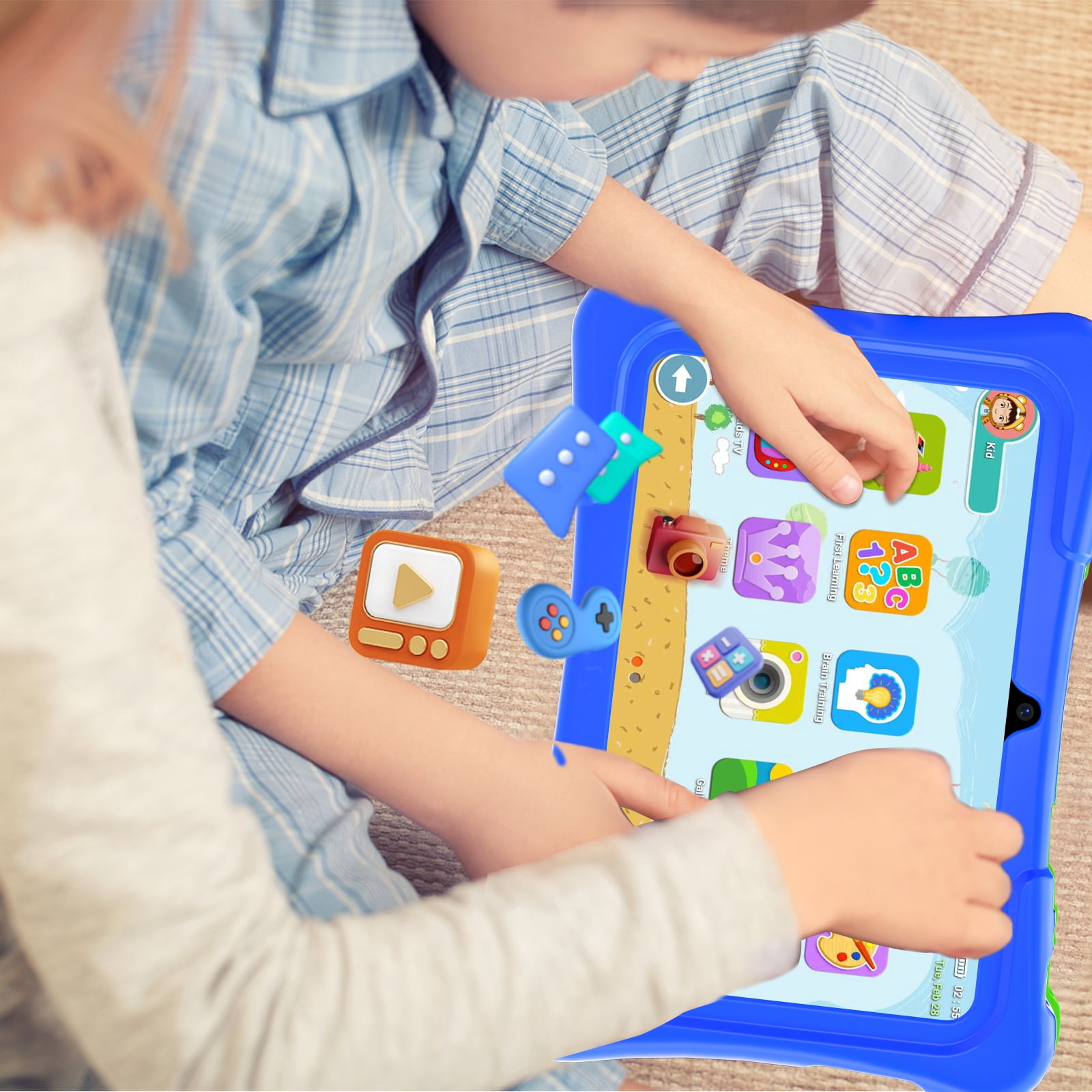 EDDBNi 7" Kids Tablet，6GB RAM 32GB ROM Android Tablet Computer for Children，parental controls，Eye Protection Toddler Tablet for Ages 4-12（Dark blue）