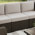 thumbnail image 3 of Martha Stewart Indoor-Outdoor Modular Patio Sectional Sofa Center Seat in Brown Rattan Wicker with Tan All-Weather Cushions, 3 of 12
