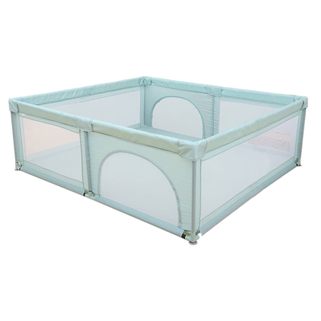Corralito portátil para bebés Decdeal - Área de juego segura con malla protectora (120x190x68cm), fácil de armar y transportar, ideal para interiores y exteriores, color azul claro. Incluye bolsa de