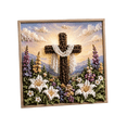 thumbnail image 2 of Cross Punch Needle Art Kit With Wooden Frame, Yarn Flower Embroidery Set for Adults and Beginners, Religious Easter Home Decor, 7.87 x 7.87 Inch, 2 of 7