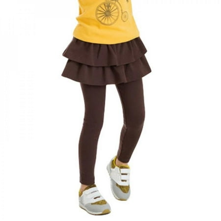 

Cute Kid Girl Ruffle Tutu Skirt Elastic Culottes Leggings Pants Brown XL