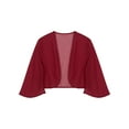 thumbnail image 5 of Rswnyirn Women Elegant 3/4 Sleeve Bolero Shrug Lightweight Solid Cropped Open Front Cardigan Shawl Burgundy XXL, 5 of 6