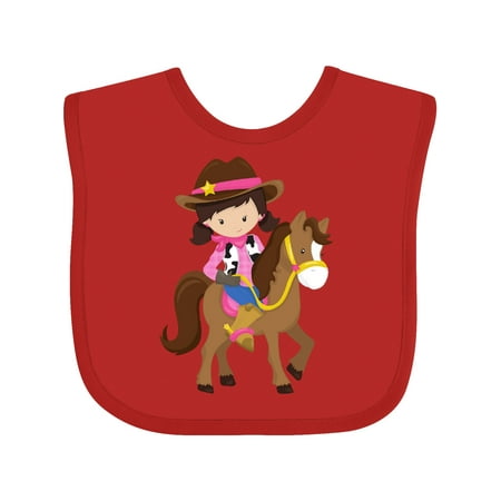 

Inktastic Cowgirl Sheriff Horse Western Brown Hair Gift Baby Girl Bib