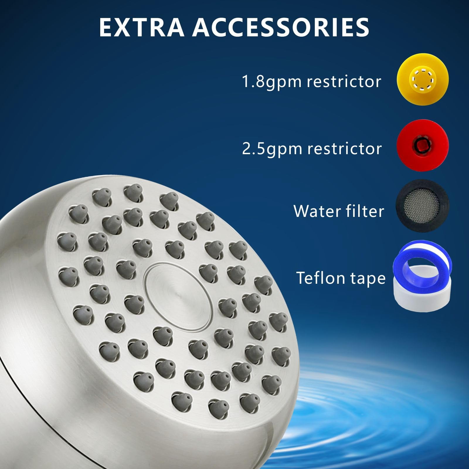 High Pressure Shower Head - Powerful Bathroom Pressure Boosting Showerhead - Perfect Universal Replacement for Rain Shower Heads