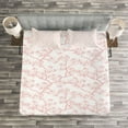 thumbnail image 3 of Ambesonne Japanese Quilted Bedspread Set 3 Pcs, Spring Cherry Flourish, King Size, Coral White, 3 of 3