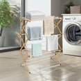thumbnail image 2 of Étendoir à Linge Pliant, Étendoir à Linge Pliable en Bambou Porte-Vêtements Porte-Serviettes, 2 of 6