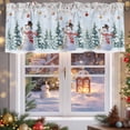 thumbnail image 5 of Valance Curtains for Kitchen Windows Xmas Snowman Silver Pine Tree StarRod Pocket Valance Winter Snowflake Xmas BallShort Window Curtain Topper for Bedroom Living Room Bathroom 42x12in, 5 of 7