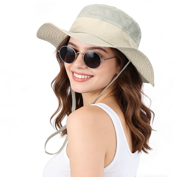 OZERO UPF 50  Sun Hats for Women Men - Wide Brim Summer Mesh Hat UV Protection Packable Boonie Bucket Fishing Camping Safari Beach Hats for Ladies Hiking