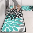 thumbnail image 2 of Kitchen Rugs Sets Of 2,Black Turquoise and Gray Floral Pattern Anti Fatigue Kitchen Mat Rugs Non Slip Washable,Decorative Kitchen Floor Mats for Kitchen,Sink,Laundry,17"x47"+17"x47", 2 of 5