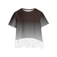thumbnail image 2 of Turilly Girls Shirt Crewneck Layered Floral Print Short Sleeve Cute Kids Blouse Lace Tee Top, 2 of 5