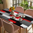 thumbnail image 3 of Red Black Geometric Table Cloths for 6 Foot Rectangle Tables, Modern Abstract Art Block Patio Waterproof Elastic Fitted Tablecloths, Washable Rectangular Table Cover for Camping, 3 of 8