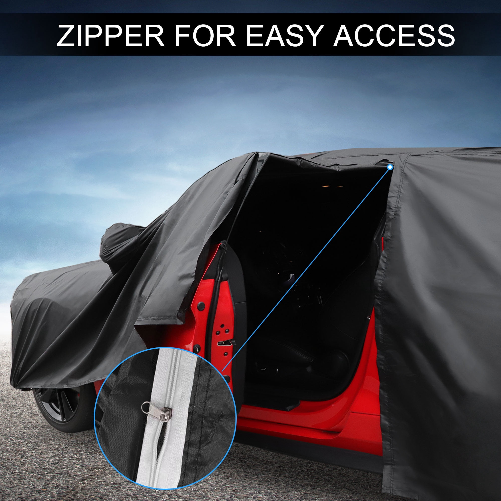 Unique Bargains Aluminum Full Car Cover Black for Mustang Mach-E 188.98"x74.8"x57.09"