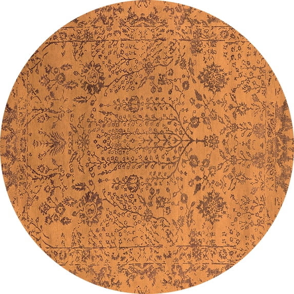 Ahgly Company Indoor Round Oriental Orange Industrial Area Rugs, 8' Round