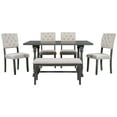 thumbnail image 5 of Harper & Bright Designs Dining Table Set for 6 with Bench Rectangular Table and 4 Upholstered Chairs for Kitchen, Gary, 5 of 15