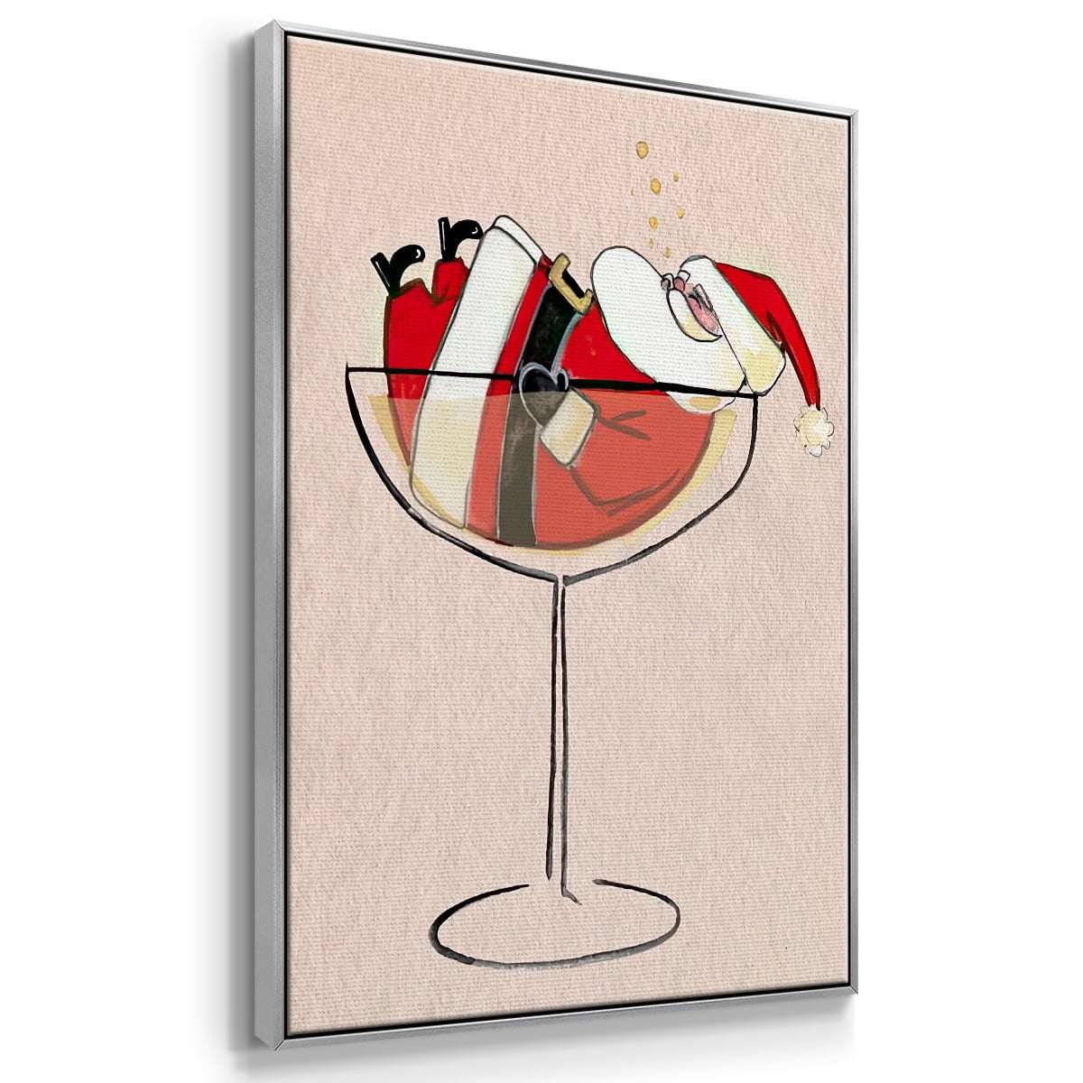 Get Blitzened Collection B - Framed Gallery Wrapped Holiday Canvas - 27 x 41 - Silver Frame