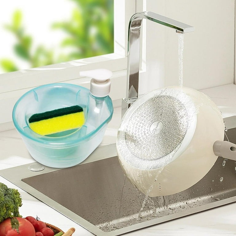 Soap Dispenser and Scrubber Holder Kitchen Cleaning Dispenser for Home  Dorms Round Shape