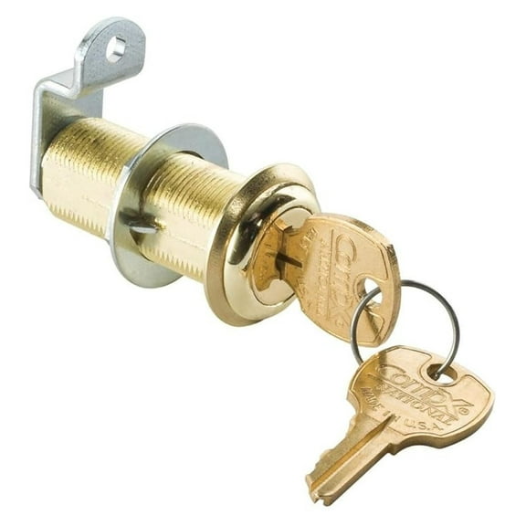 1-3/4" Cylinder Lock - Brass, Keyed Alike - Cabinet Door Lock, Drawer Lock - Antique & Brass Finish - Includes Cams & Stop Washers