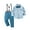 Blue, variant on Boy Clothes 3Pcs Suits Dress Shirt Bowtie Suspender Pants Big Kid Gentleman Cotton Outfits