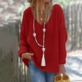 thumbnail image 4 of Baqcunre Sweaters For Women Women Fashion V Neck Loose Pullover Solid Color Long Sleeves Sweater Tops Womens Tops Hoodies For Women Red M, 4 of 6