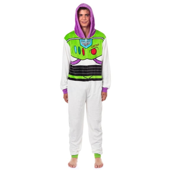 Disney Toy Story Adult Buzz Lightyear Hooded One Piece Costume Fleece Pajama Union Suit