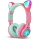 thumbnail image 1 of Auriculares Bluetooth Riwbox CT-7 con orejas de gato plegables inalámbricos con luz LED micro y control de volumen Rosa y verde, 1 of 9