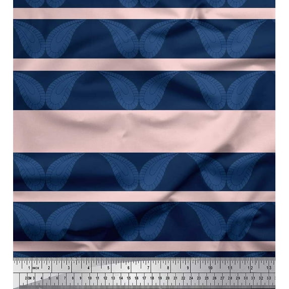 Soimoi Cotton Voile Fabric Stripe & Paisley Print Fabric by Yard 56 Inch Wide