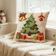 thumbnail image 5 of Cinvoph 18"x18" Embroidered Christmas Throw Pillow Covers Linen Festive Xmas New Year Holiday Decorative Pillow Cases for Couch Sofa Bed Chair Living Room Party Winter Home Decoration, 5 of 6
