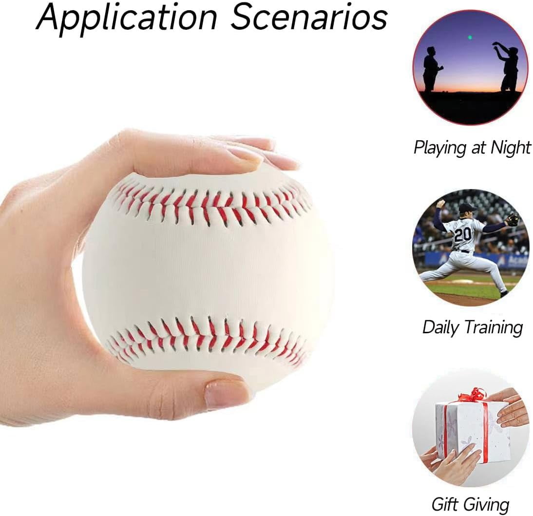 ABPETE  Light Up Baseballs,Glow in Dark Official Size Balls for Night Practice,Color-Changing, Durable Gift for Boys & Girls(3-Pack)