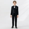 thumbnail image 6 of Boys Suit Kids 5 Piece Tuxedo Suit Set for Teen Boys Formal Dresswear Jacket, Shirt,Vest, Pants and Tie Black 9-10 Years, 6 of 7