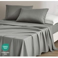 thumbnail image 3 of Chezmoi Collection 4-Piece Stone Washed California King Sheet Set, Rayon Derived from Bamboo & Polyester Blended, Breathable & Cooling 15-Inches Deep Pocket Sheets & Pillowcases Set, Dark Gray, 3 of 9