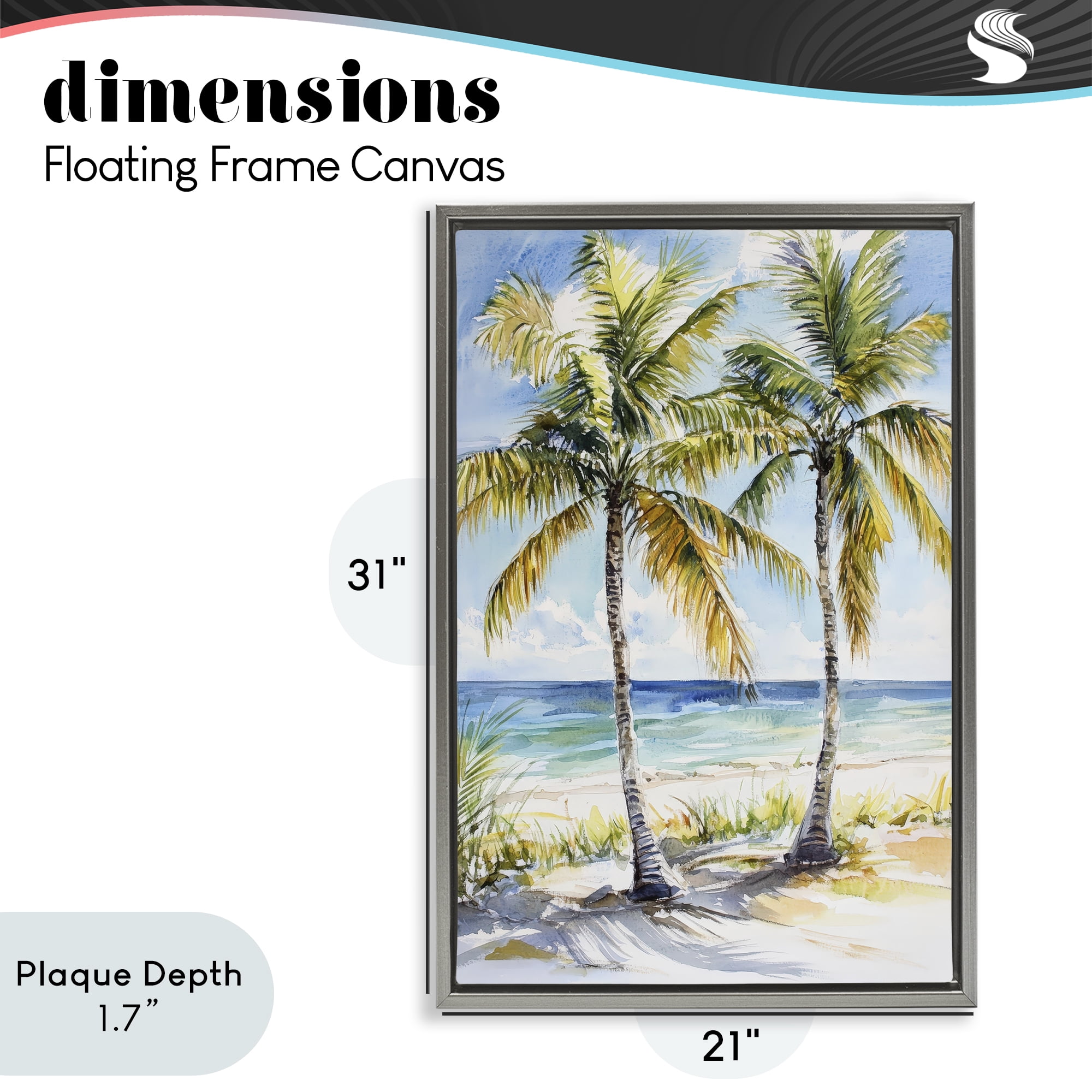 Stupell Industries Sandy Palms Duo Ocean View Gray Framed Floater Canvas Wall Art, design by Petal Prints Design