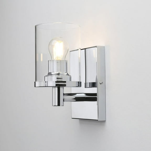 Pathson 1-Light Vintage Wall Sconce,Cylinder Glass Shade Wall Light Fitting for Bathroom Vanity Mirror Kitchen Living Room