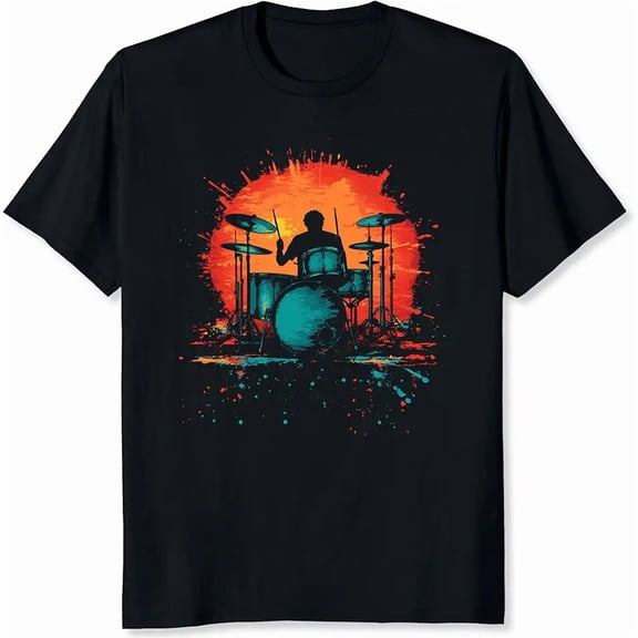 Vintage Drummer Band T-Shirt for Men Classic Rock Metal Band Graphic Tee Drummer Gift for Music Lovers
