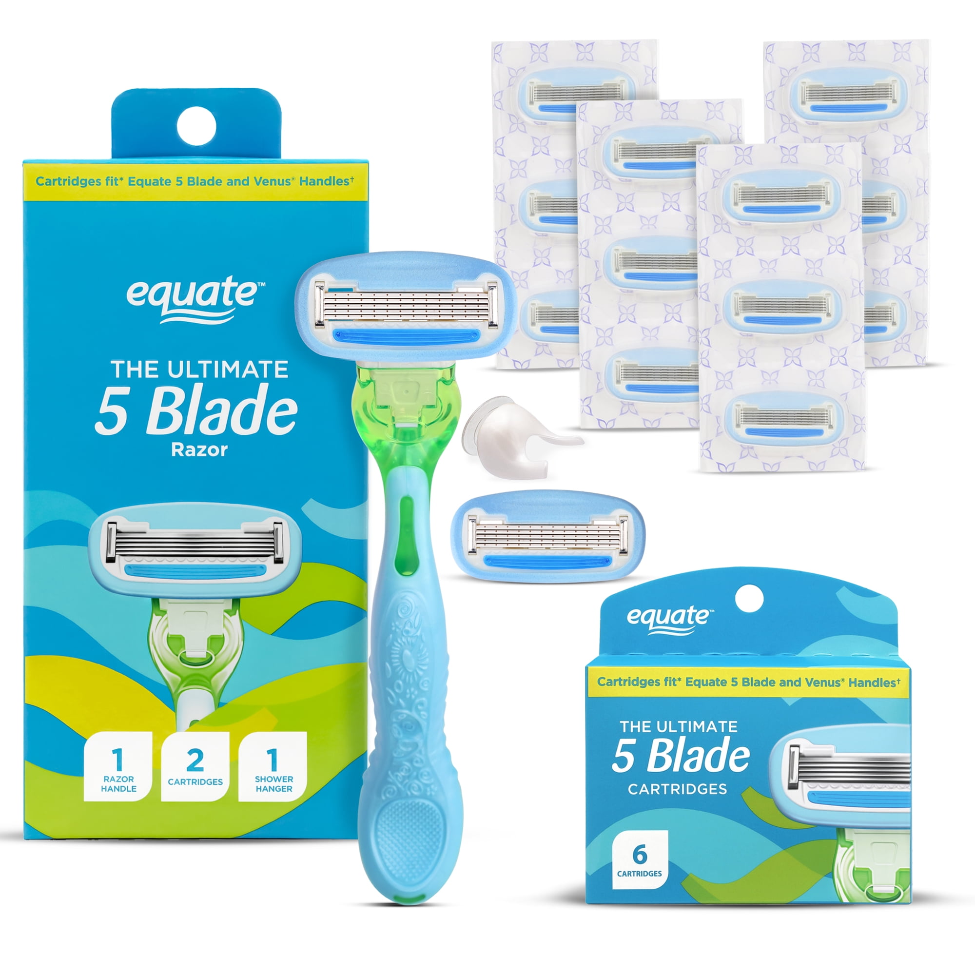 Equate Women's 5-blade Razor Value Bundle, 1 Handle plus 14 blade refills
