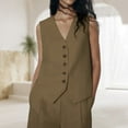 thumbnail image 4 of Gilet Boutonné pour Femmes Confortable Ajusté ChicJacket (Vert Armée TP), 4 of 8