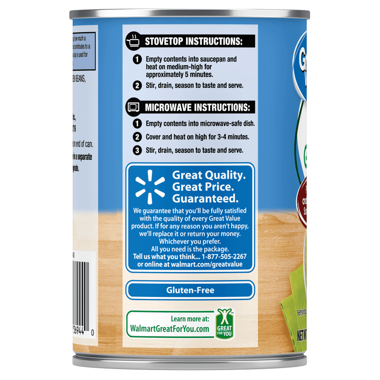 Great Value Cut Green Beans, Canned Green Beans, 14.5 oz Can