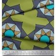 thumbnail image 2 of Soimoi Green Cotton Poplin Fabric Geometrical Star Geometric Print Fabric by the Yard 56 Inch Wide, 2 of 3