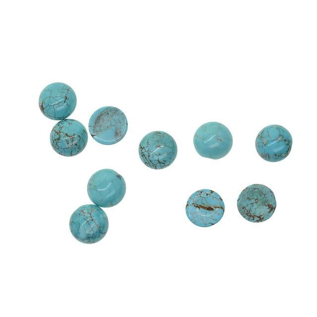 jifeng 10 Pieces Round Cabochon Pearl Rhinestone Flatback Semi-precious Stone Blue