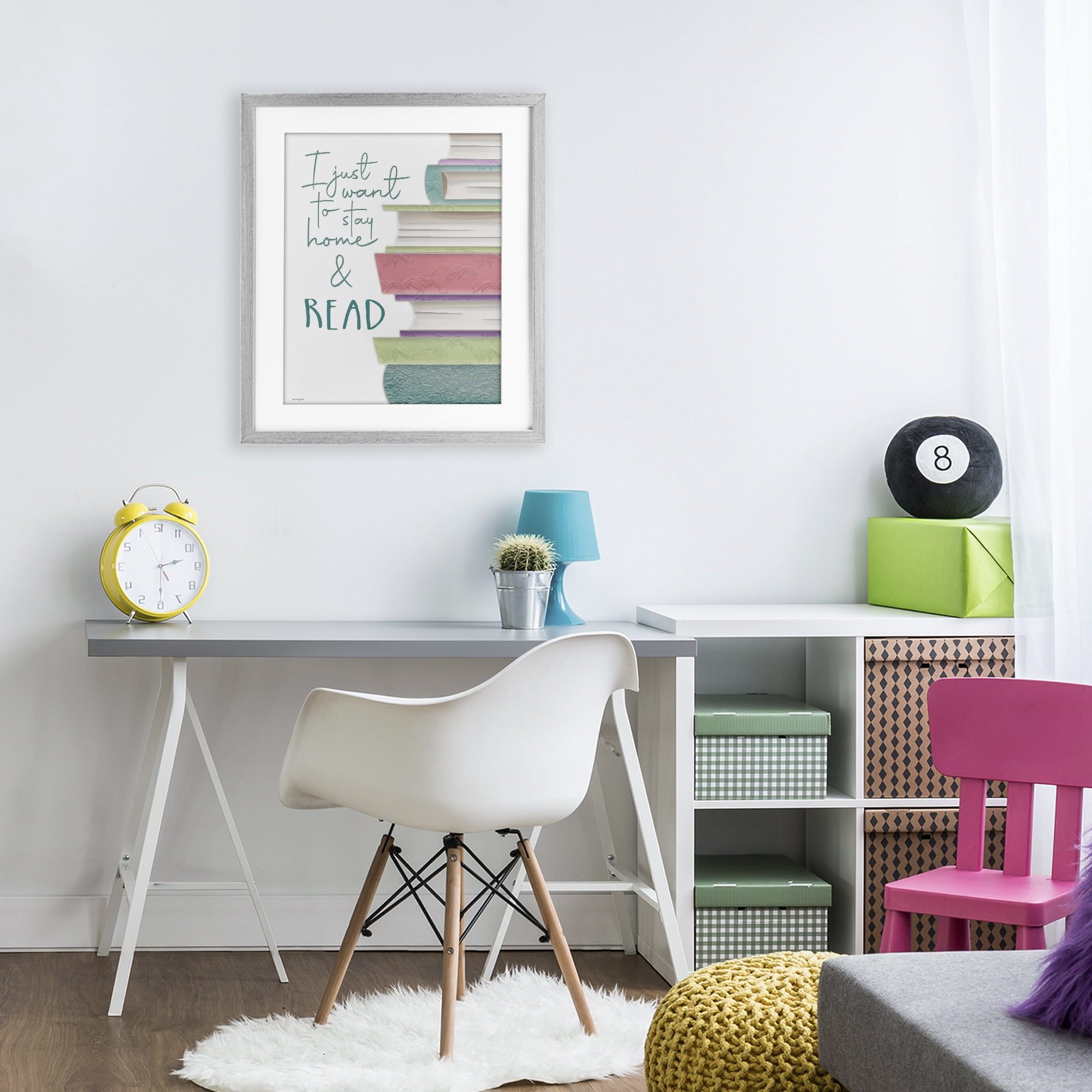 Stupell Industries Stay Home & Read Gray Framed Print Under Glass, design by Seven Trees Design