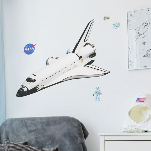 Wall Palz NASA Space Shuttle Wall Decal - Spaceship Bedroom Decor with 3D Augmented Reality Interaction - 26" Space Shuttle Room Decor