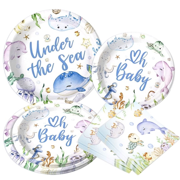 Under the Sea Party Tableware Set - Watercolor Ocean Design for Magical Celebrations