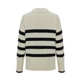 thumbnail image 5 of ATOYSOY Women's Workout Striped Pullovers Casual Trendy Sewatshirts Long Sleeve Sweaters Spring Turn Down Collar V Neck Tops Fall Outwear Loose Knitted Shirts Beige L, 5 of 5