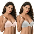 thumbnail image 3 of Curve Muse Women's Light Lift Add 1 Cup Push Up Underwire Convertible Tshirt Bra-2PK-LT GRAY,PINK-38D, 3 of 7